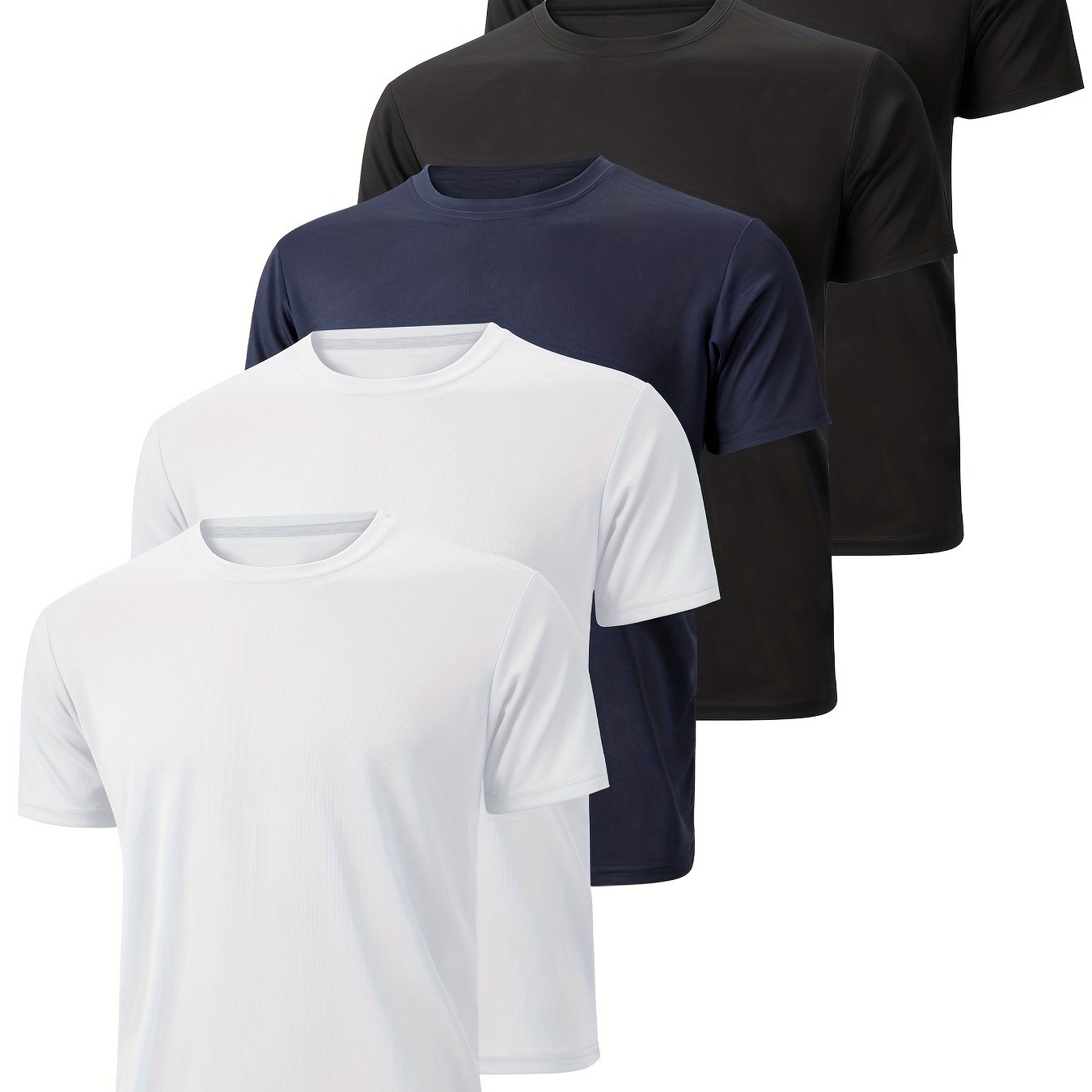 Plus Size Men's 5-Pack Sports Casual Quick Dry Breathable Running T-Shirts