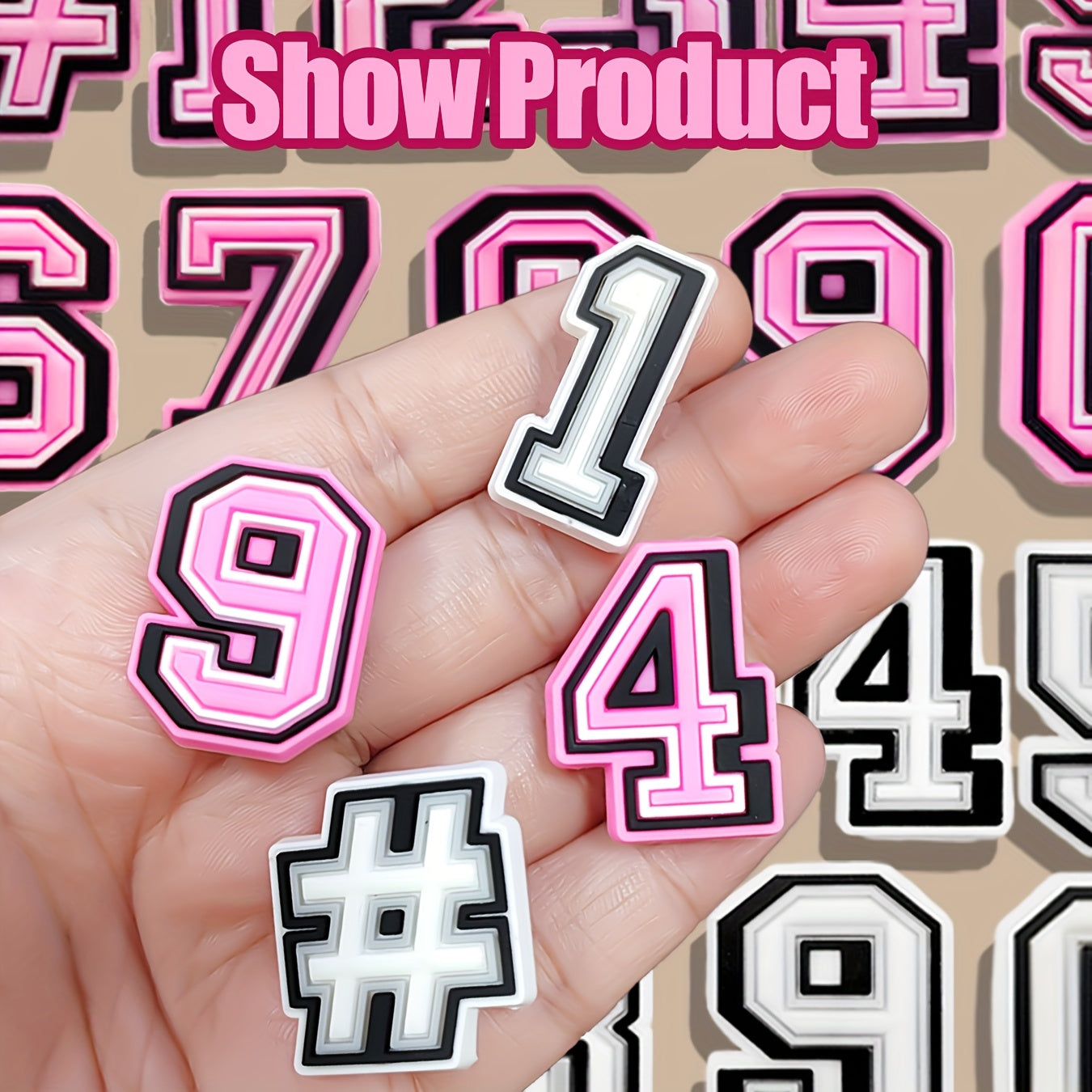 Kids Pink White Number Series Clog Accessories Decorative Numbers