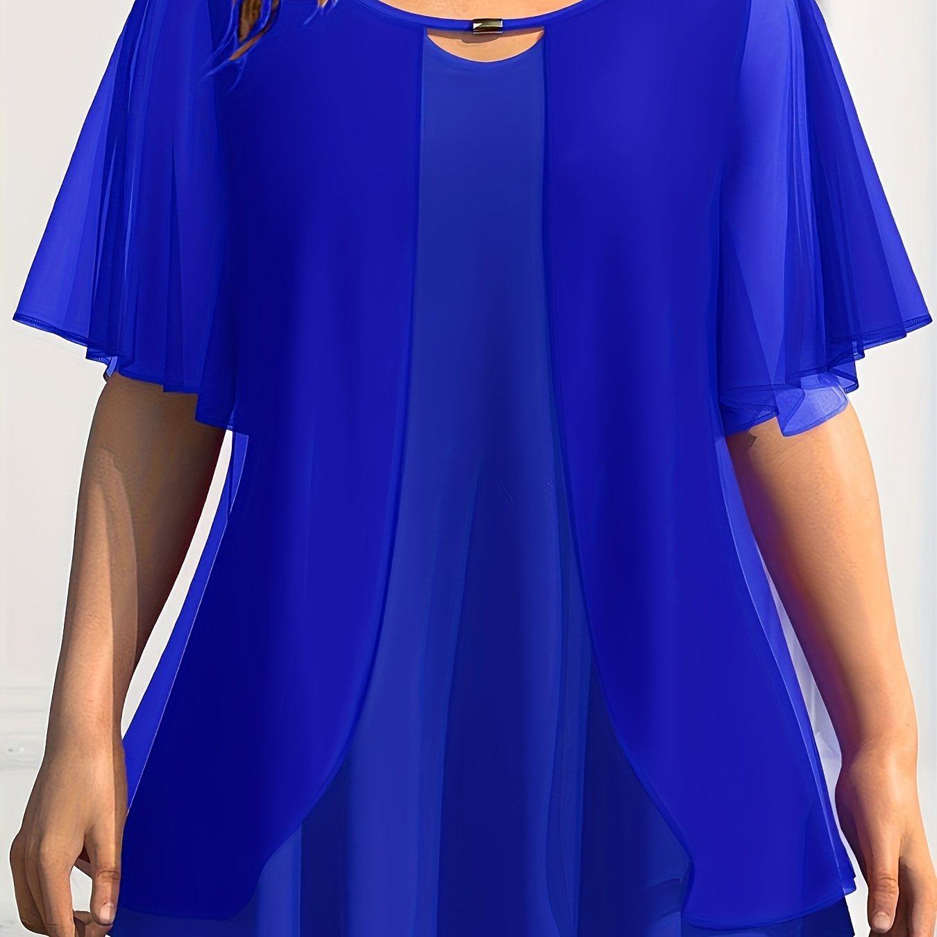 Plus o'lchamli ayollar uchun ochiq yelka chiffon kofta yozgi yengil nafas oladigan