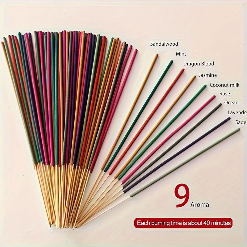 50pcs Aromatherapy Incense Sticks with 5 Scents for Meditation Relaxation Deodorization