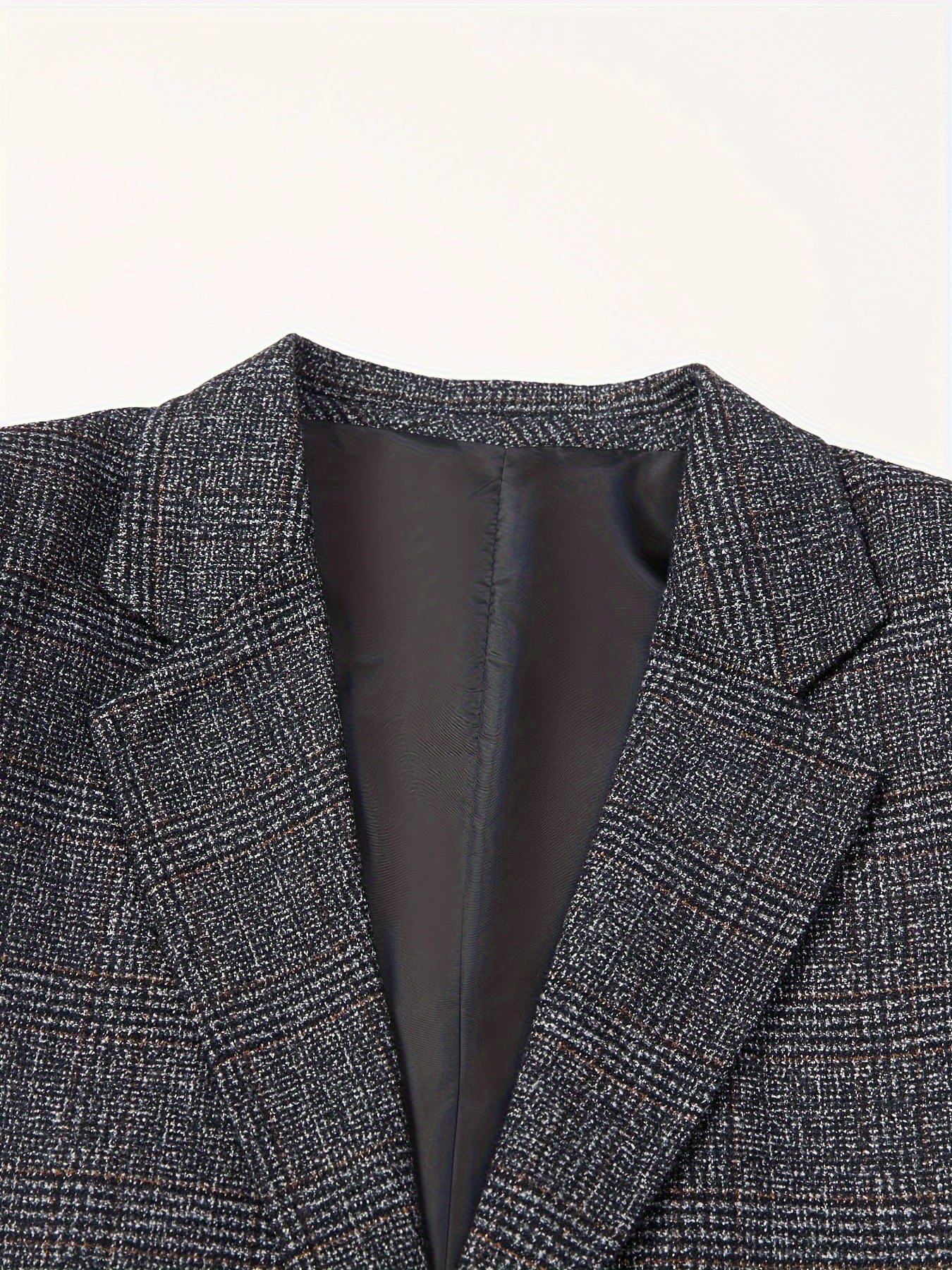 Men's Polyester Plaid Casual Blazer for Spring Fall Business Work
