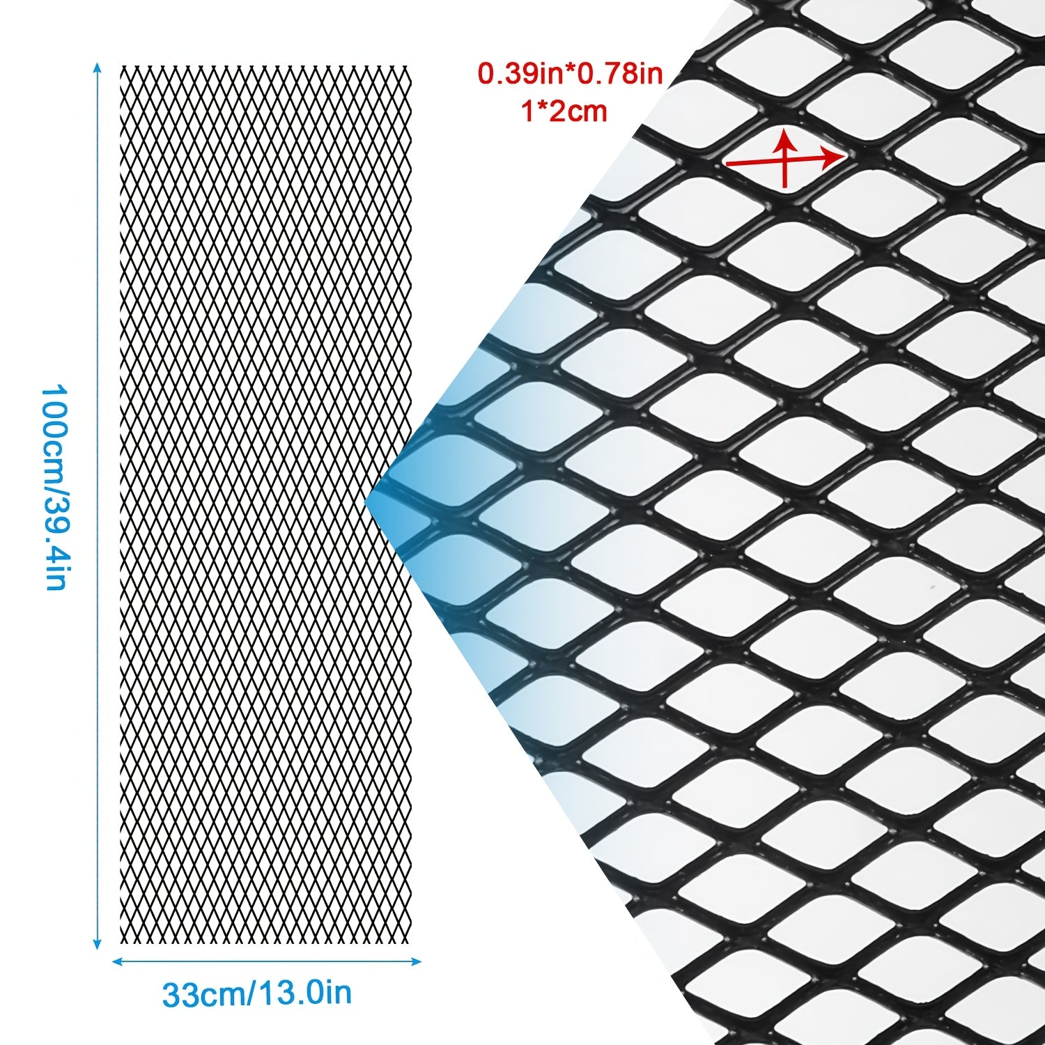 Universal Aluminum Alloy Car Grille Mesh Black Rhombic 101.6cm x 33.02cm