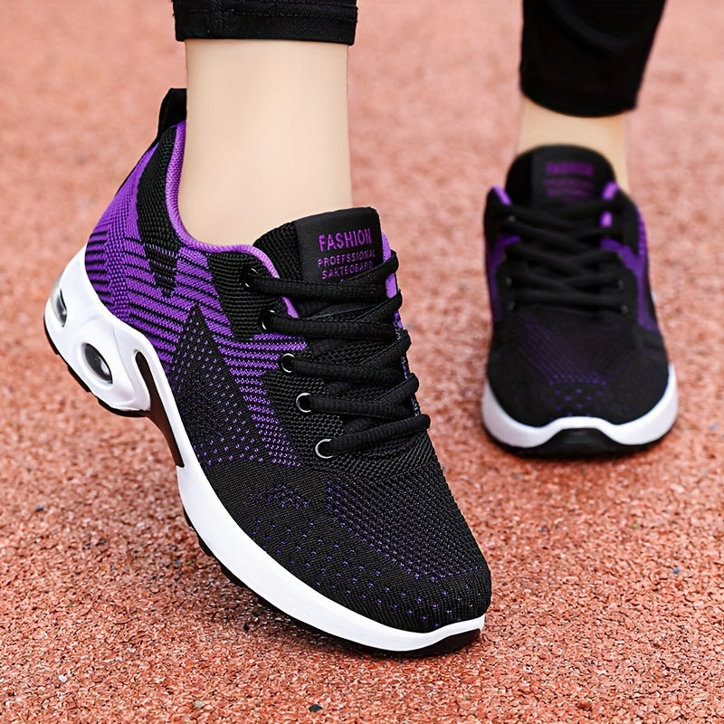 Zapatillas casuales de colorblock para mujer con cordones, ligeras, para caminar, talla grande