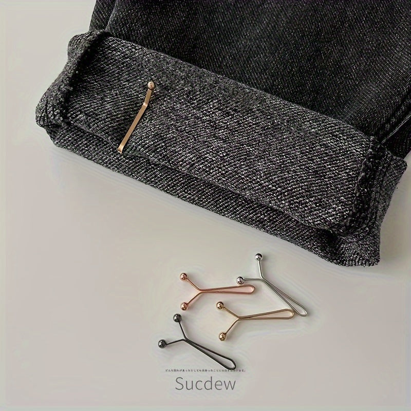 Set of 4 Gold Safety Pins for Scarves, Shirts, Pants, Cuffs, Versatile