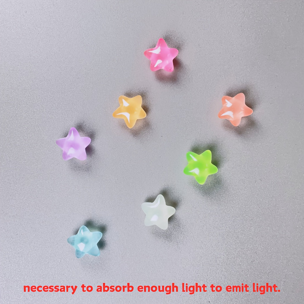Unisex ABS Glow-in-the-Dark Five-Pointed Star Shoe Charm Set Colorful Wearable