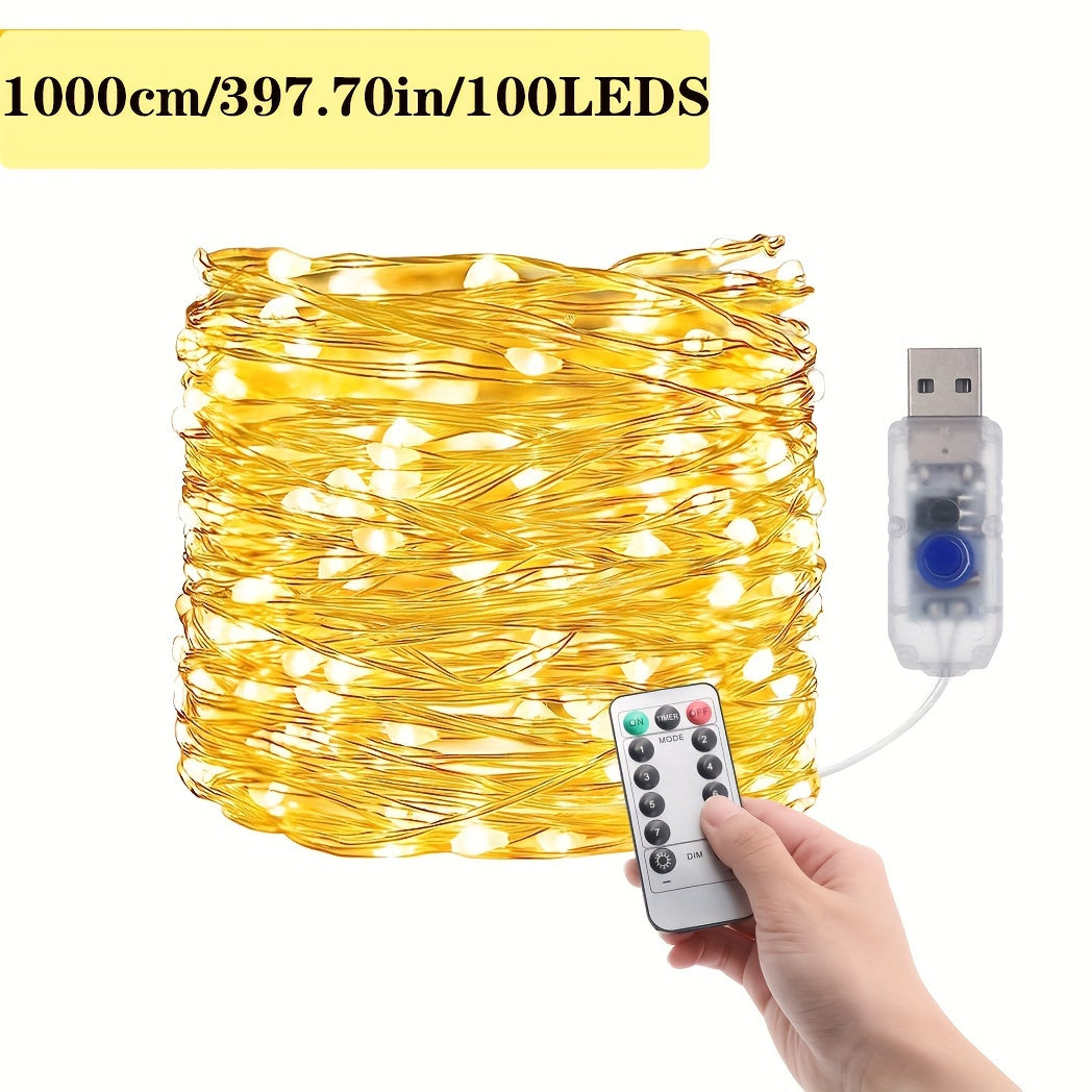 Светодиодная гирлянда из серебряного провода с USB доступна в длинах 5 м, 10 м и 20 м.