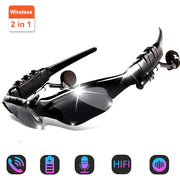 2-in-1 Wireless Smart Glasses with Built-in Earphone for Sports and Driving Black