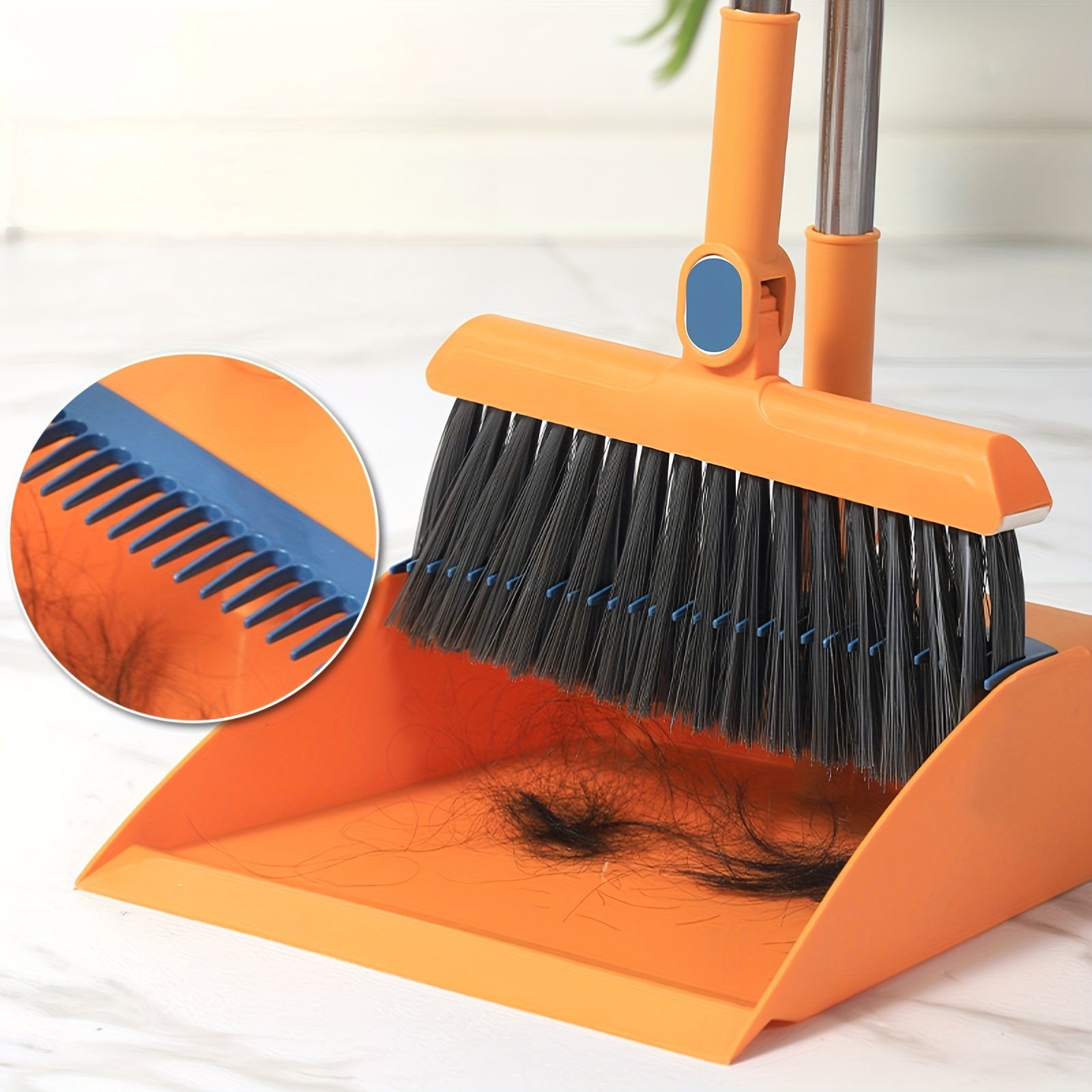 Long-Handled Broom and Dustpan Set for Home Kitchen Office Self-Standing