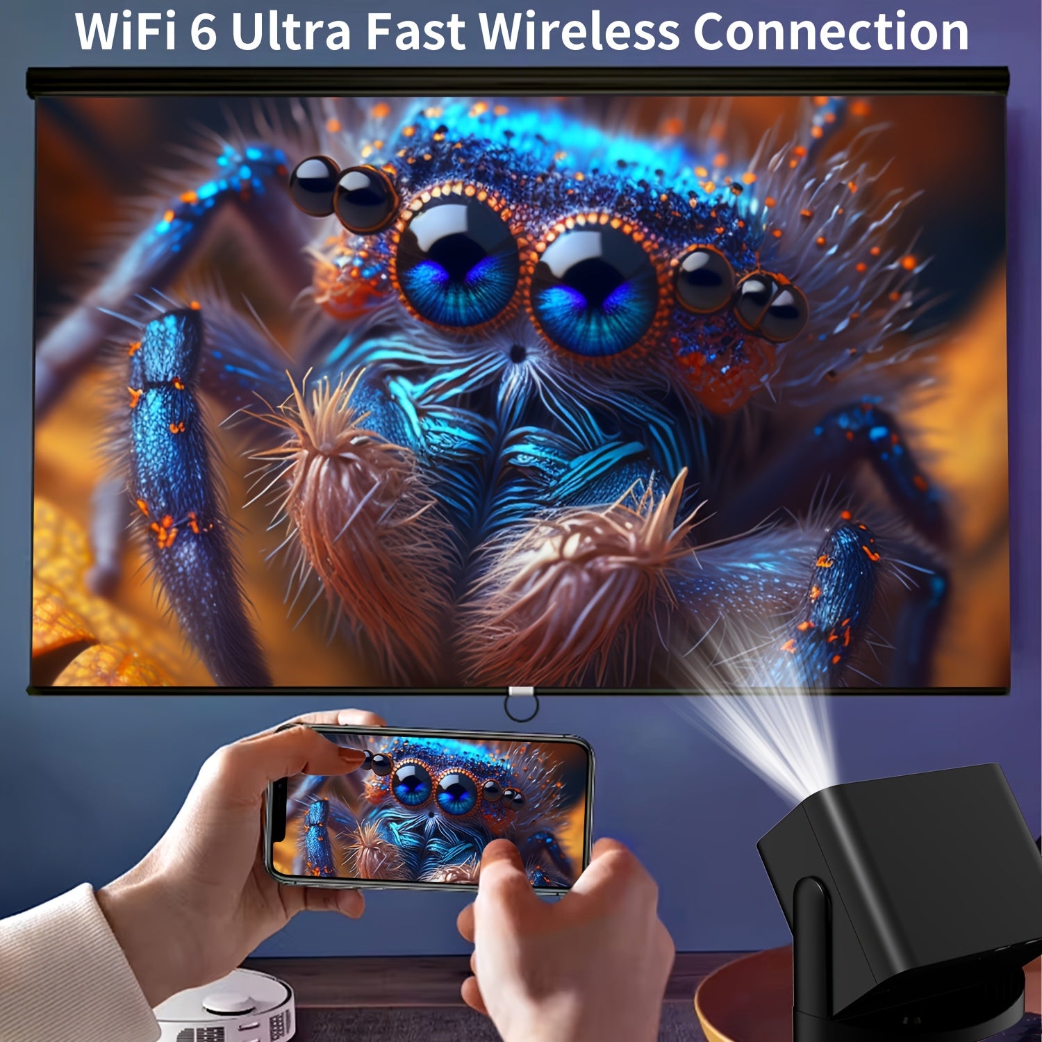 Mini 4K Projector with Auto Focus Keystone Correction HD Home Cinema