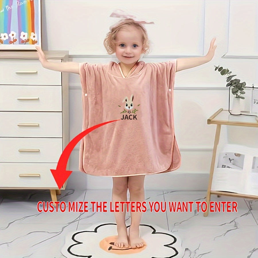 Personalized Children's Hooded Bath Towel and Blanket with Animal Embroidery
