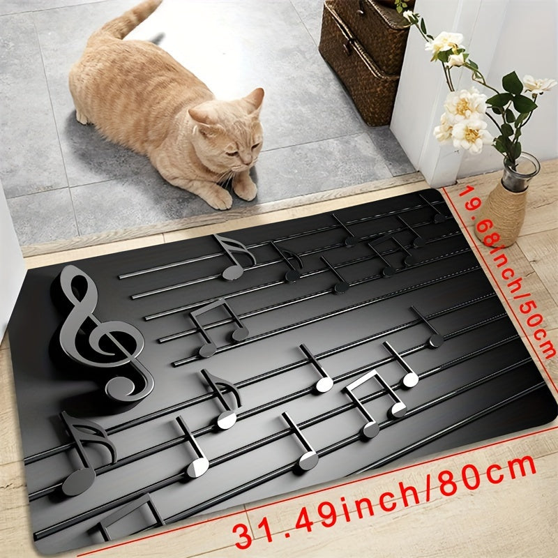 3D Musical Note Rug Non-Slip Lightweight Machine Washable Polyester for Living Room Bedroom Entrance