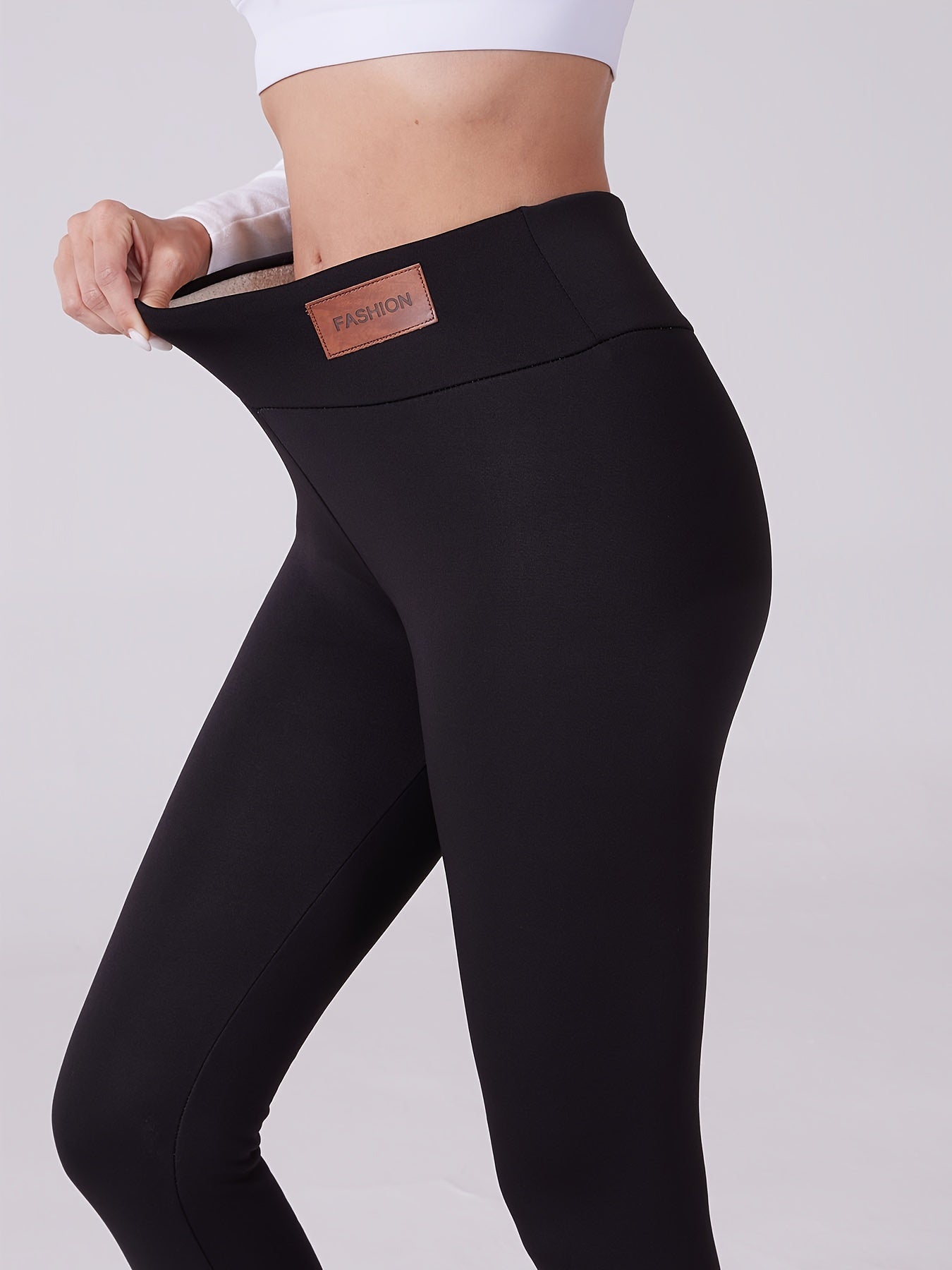 Leggings térmicos con forro de felpa para mujer 2-pack pantalones de yoga elásticos talla grande navy black