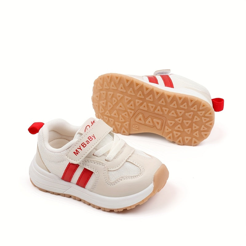 Unisex Toddler Sports Sneakers with Striped Fabric and Breathable Mesh for All-Season Walking
