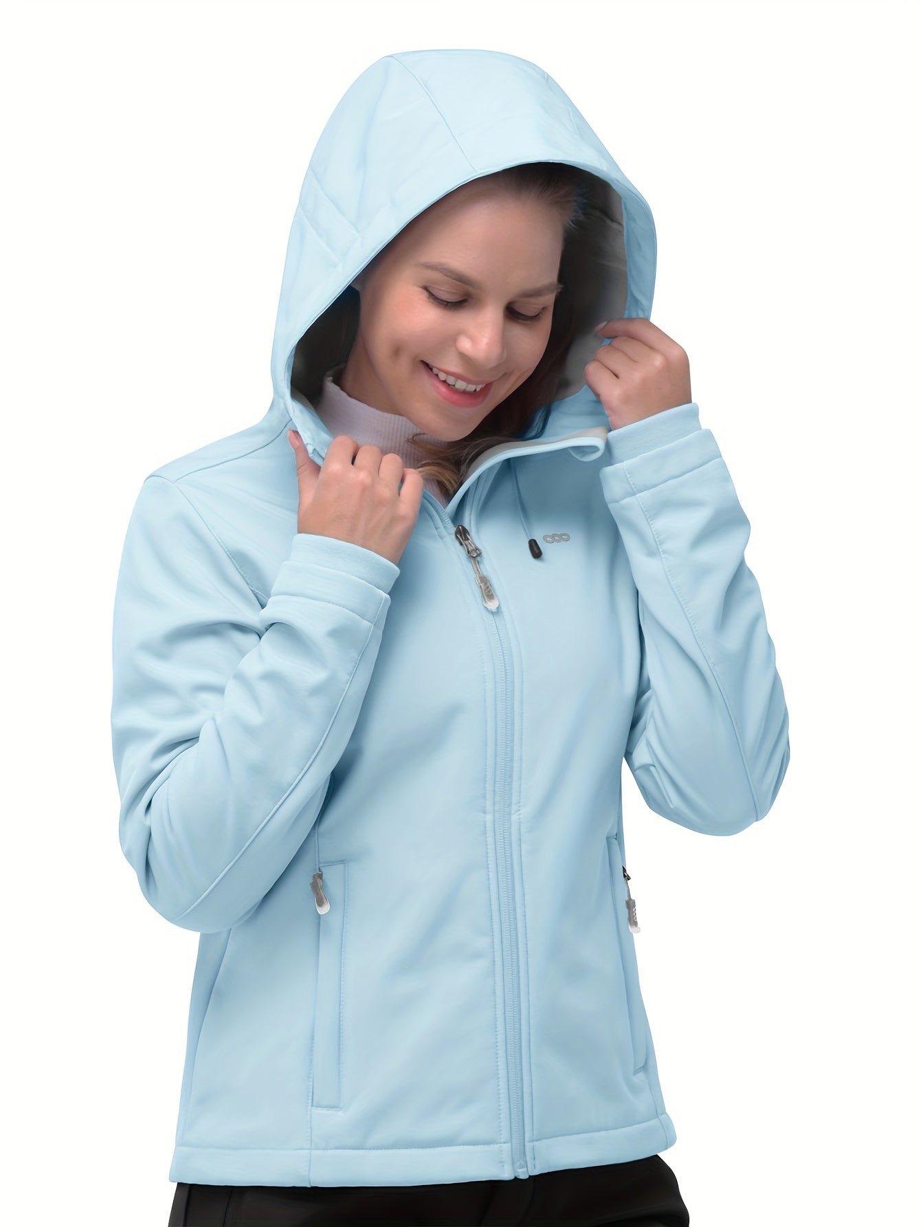 Women's Softshell Windproof Hooded Jacket Fleece Lined Warm Lightweight Outdoor