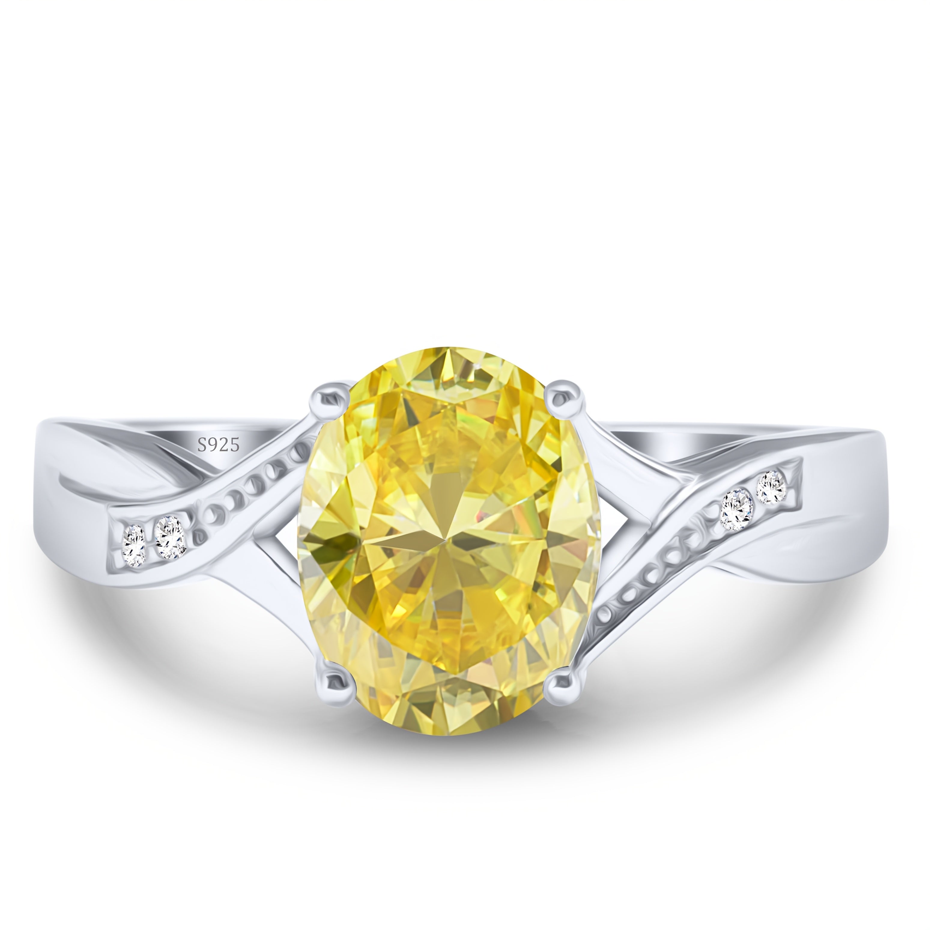 Sterling Silver Moissanite Engagement Ring 2 Carat Oval Cut for Women