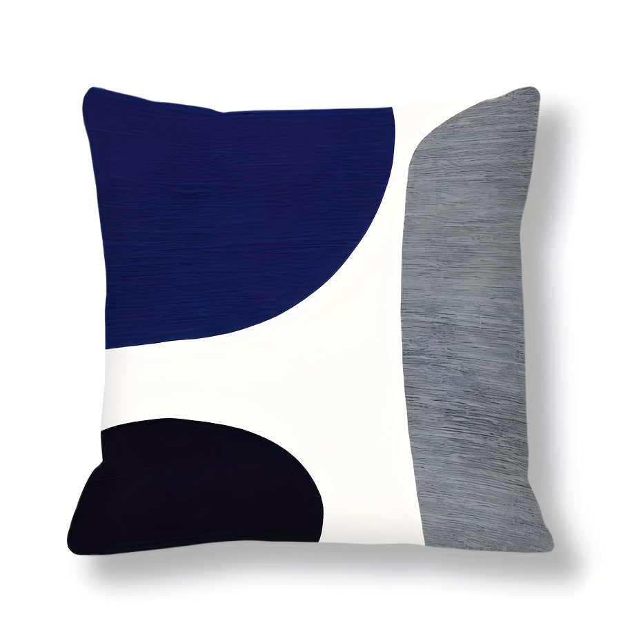 Navy Blue White Geometric Throw Pillow Cover 44cm Square Modern Boho Decor
