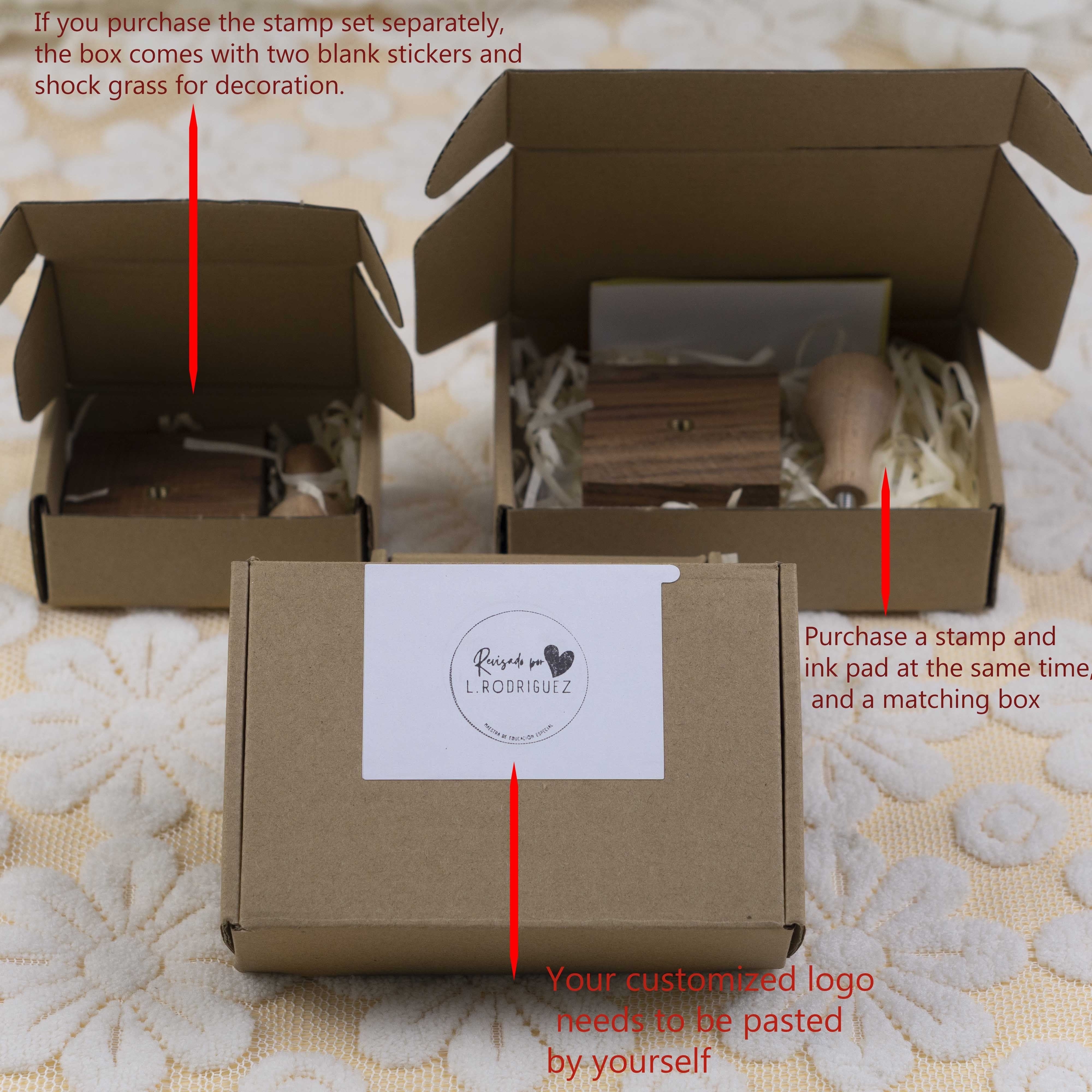 Personalized Wooden Stamp Set with Gift Box Custom Photo and Text Designs for Gifts