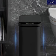 Batareyali Smart Slim Trash Can, oyoq bilan ochiladigan qopqog'i bilan oshxona va hammom uchun, hammom uchun ideal.
