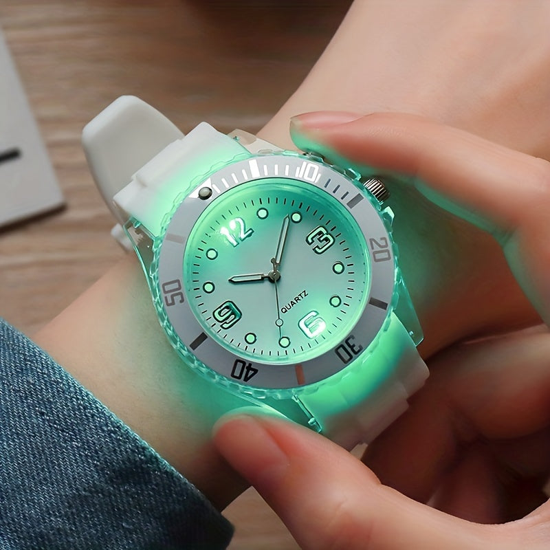 Women's Outdoor Sports Watch with Large Dial Luminous Silicone Wristwatch