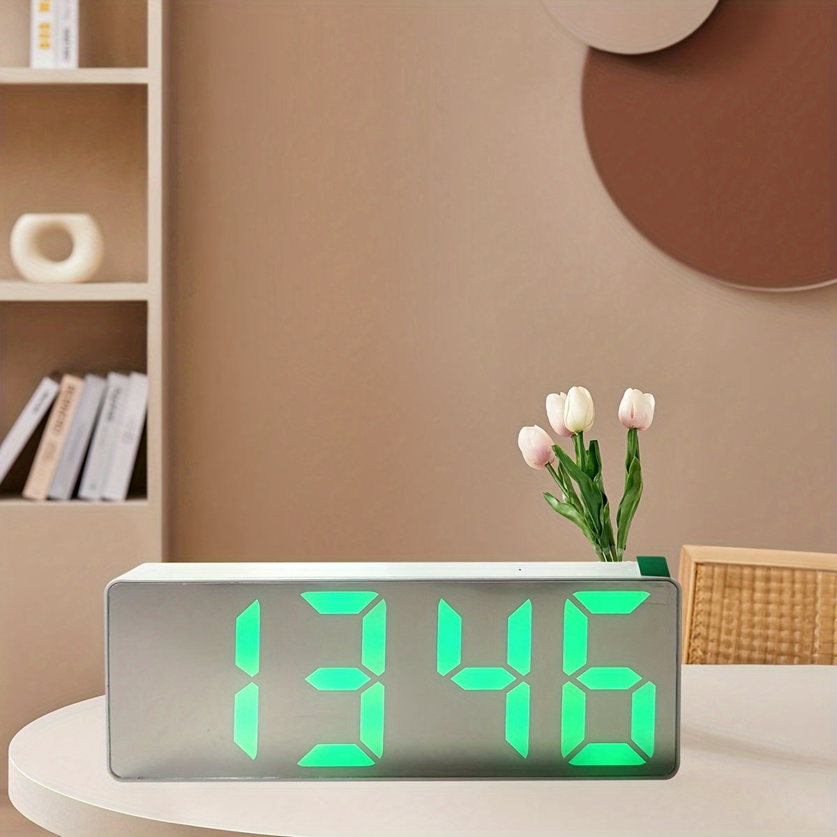 LED Mirror Alarm Clock with Digital Display Snooze USB Night Light for Bedroom Office