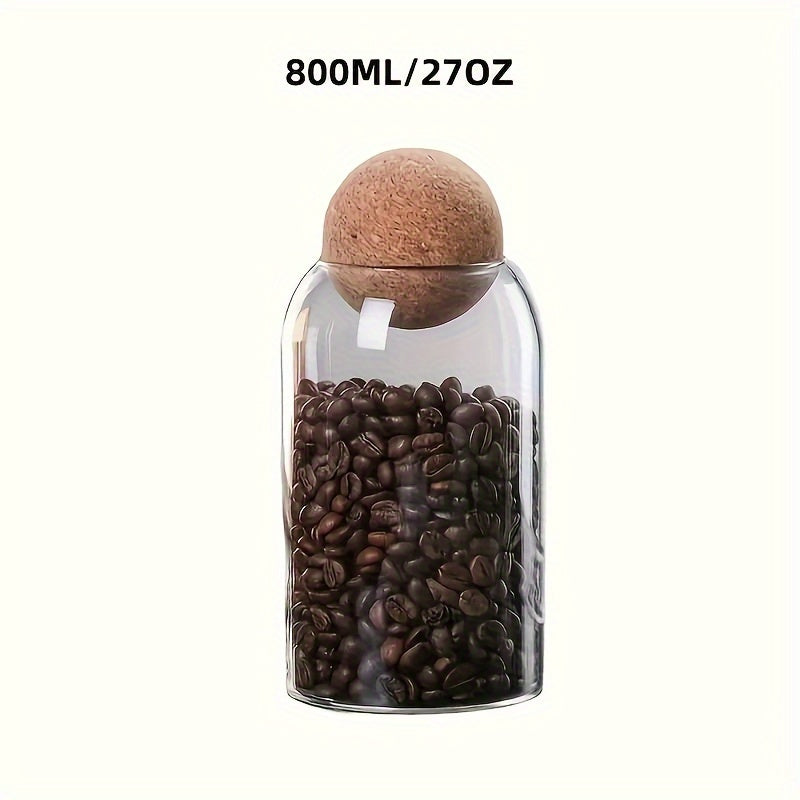 Glass Kitchen Storage Jars with Cork Lids for Coffee Tea Spices