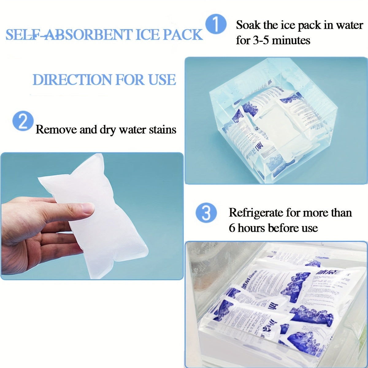 Reusable Ice Packs Leakproof Water-Injectable Cooling Bags for Beverages and Food Preservation