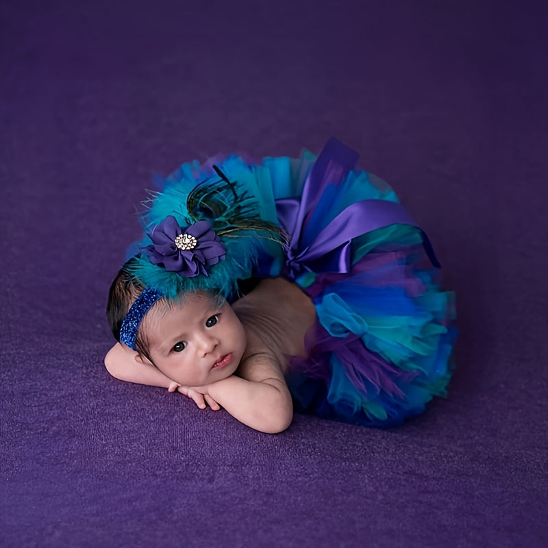 Baby Girl Ballet Tutu Headband Photography Prop Set for Photoshoots