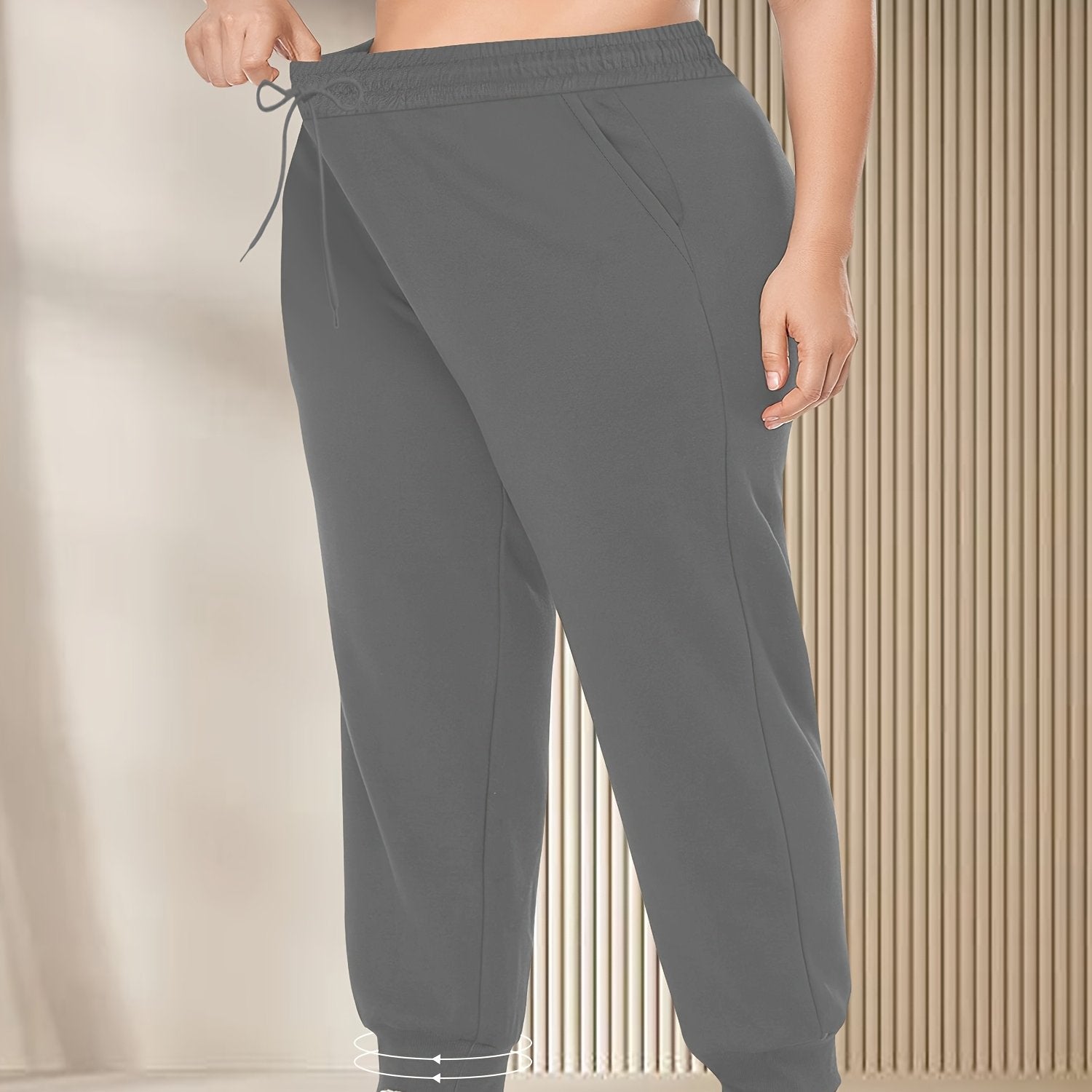 Women's Plus Size High-Waisted Jogger Pants with Drawstring and Pockets