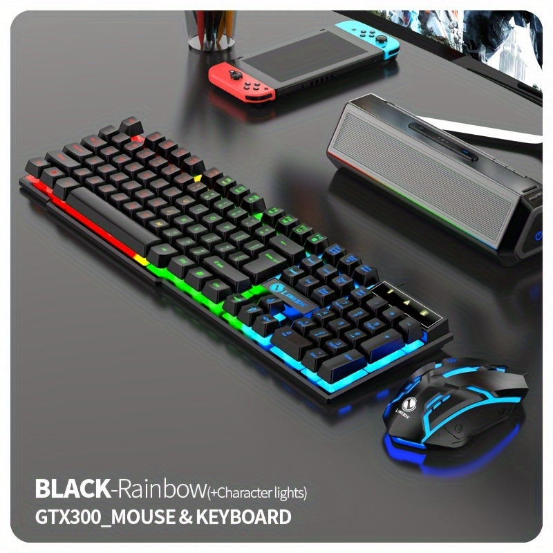 LED Backlit Gaming Keyboard and Mouse Set with 104 Keys