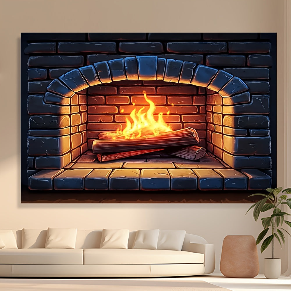 3D Realistic Fireplace Background Cloth for Photos and Seasonal Decor