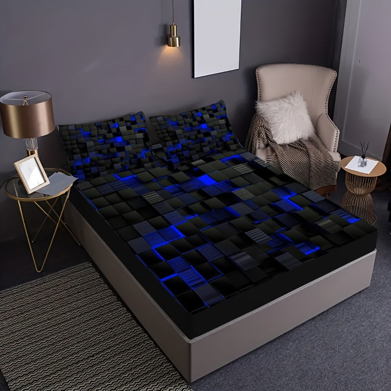 2 ta qizil tarmoq 3D vizual geometriya san'ati mos keladigan to'shakka yostiq bilan to'plam