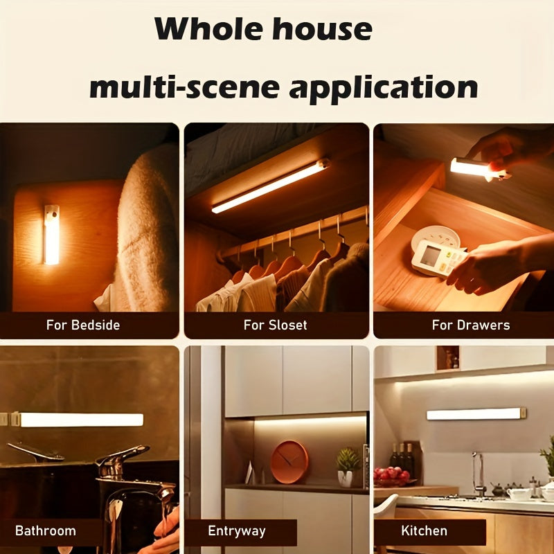 Wireless Motion-Activated LED Light Strip with Magnetic Mount and USB Rechargeable