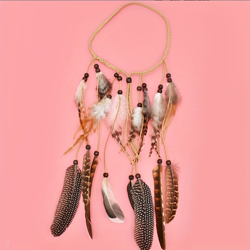 Bohemian Peacock Feather Headband with Tassels for Women