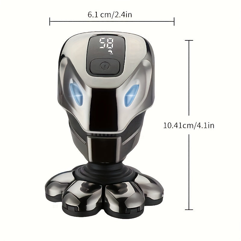 Cordless Rechargeable Head Shaver with Rotary Blades for Wet Dry Shaving