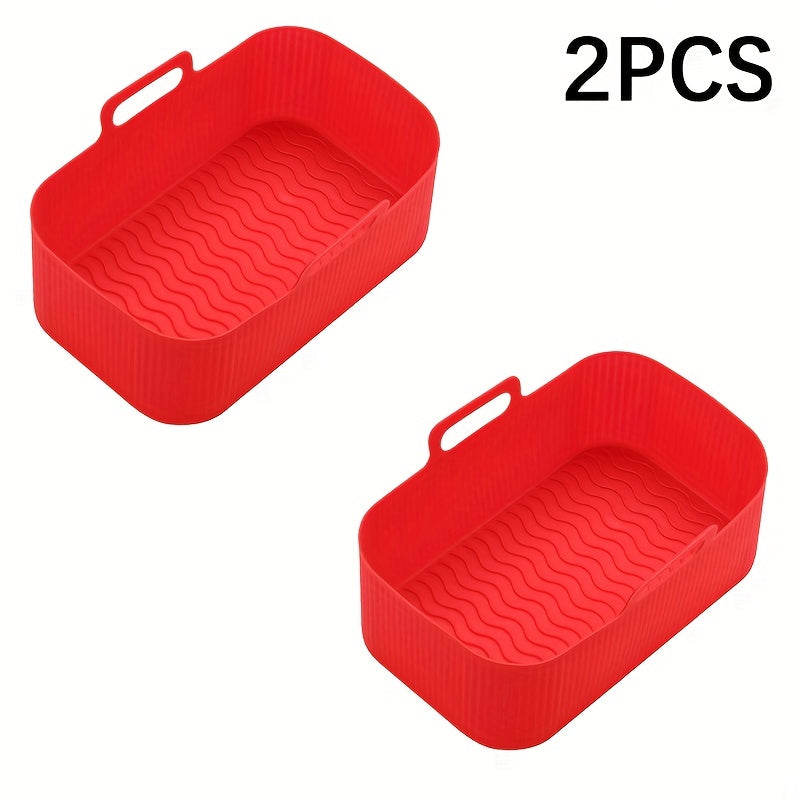 Set of 2 Rectangular Silicone Air Fryer Liners 19.5cm Reusable Baking Trays