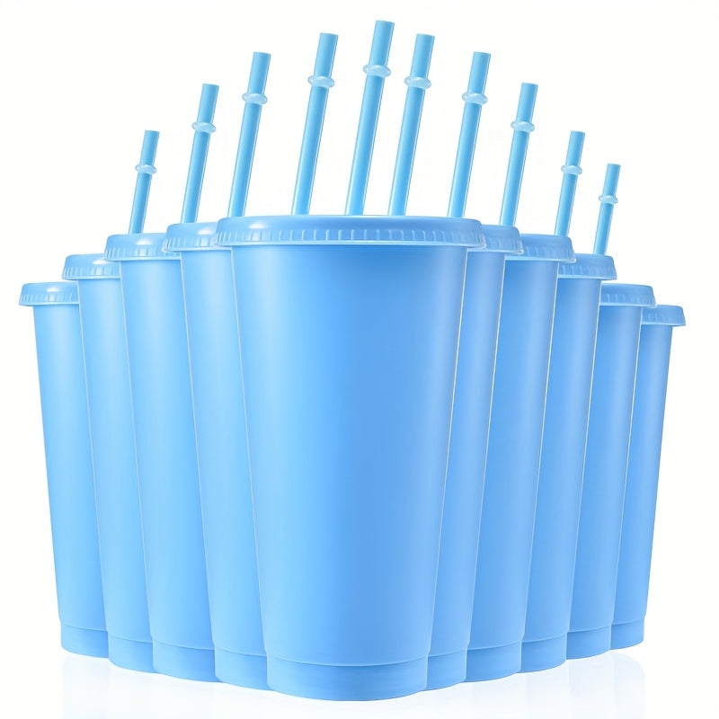 10-Pack 24oz BPA-Free Plastic Tumbler Cups with Lids and Straws for Travel and Parties