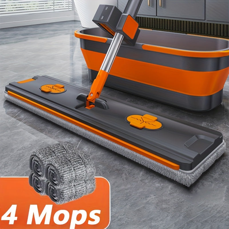 Oson tozalash - Oson tozalanadigan o'z-o'zidan siqiladigan tekis mop to'plami - 360° aylanish, qo'l bilan ishlatmasdan mikroto'qimalar yostiqlari, yashash xonasi, yotoqxona, hammom va oshxona uchun