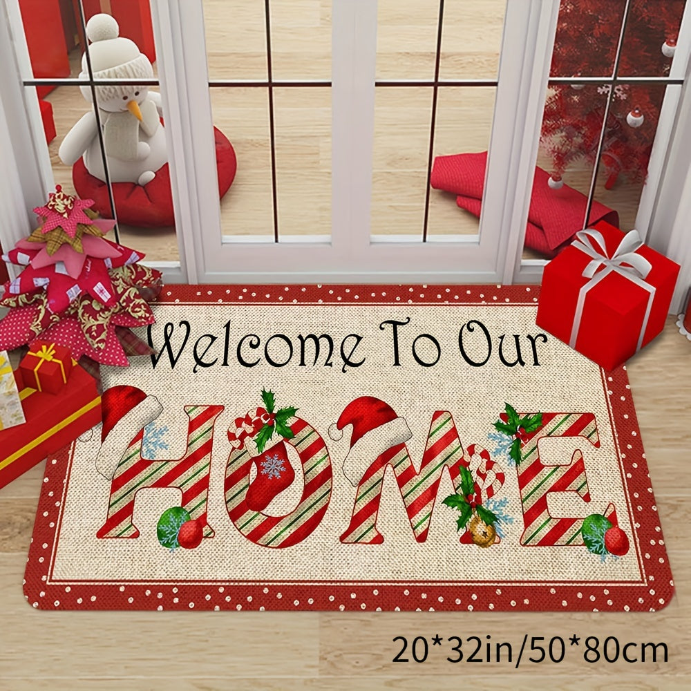 Multicolored New Year Doormat Non-Slip Dirt-Resistant Home Decor