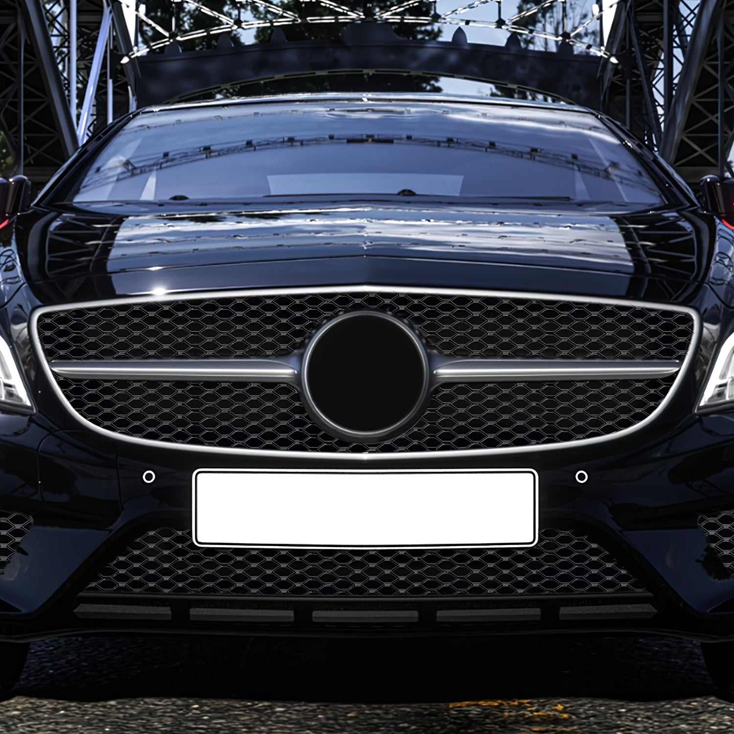 Aluminum Mesh Grill Cover Car Bumper Vent Net Black Red Stitching 101.6cm