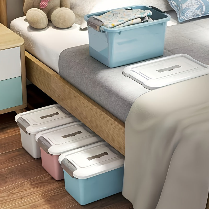 Square Plastic Storage Bins with Lids Waterproof Under-Bed Organizer for Home Car and Office