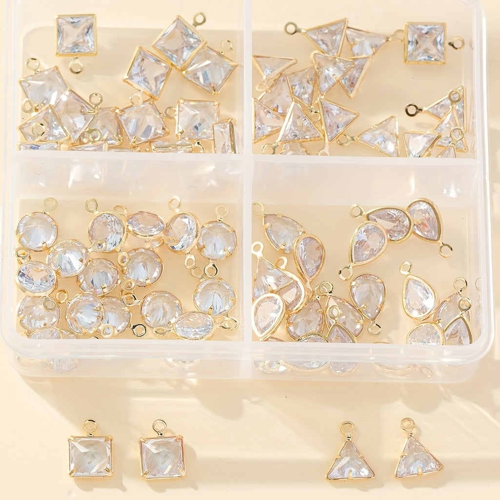 80 Pieces Electroplated Metal Pendants with Cubic Zirconia for Jewelry Making
