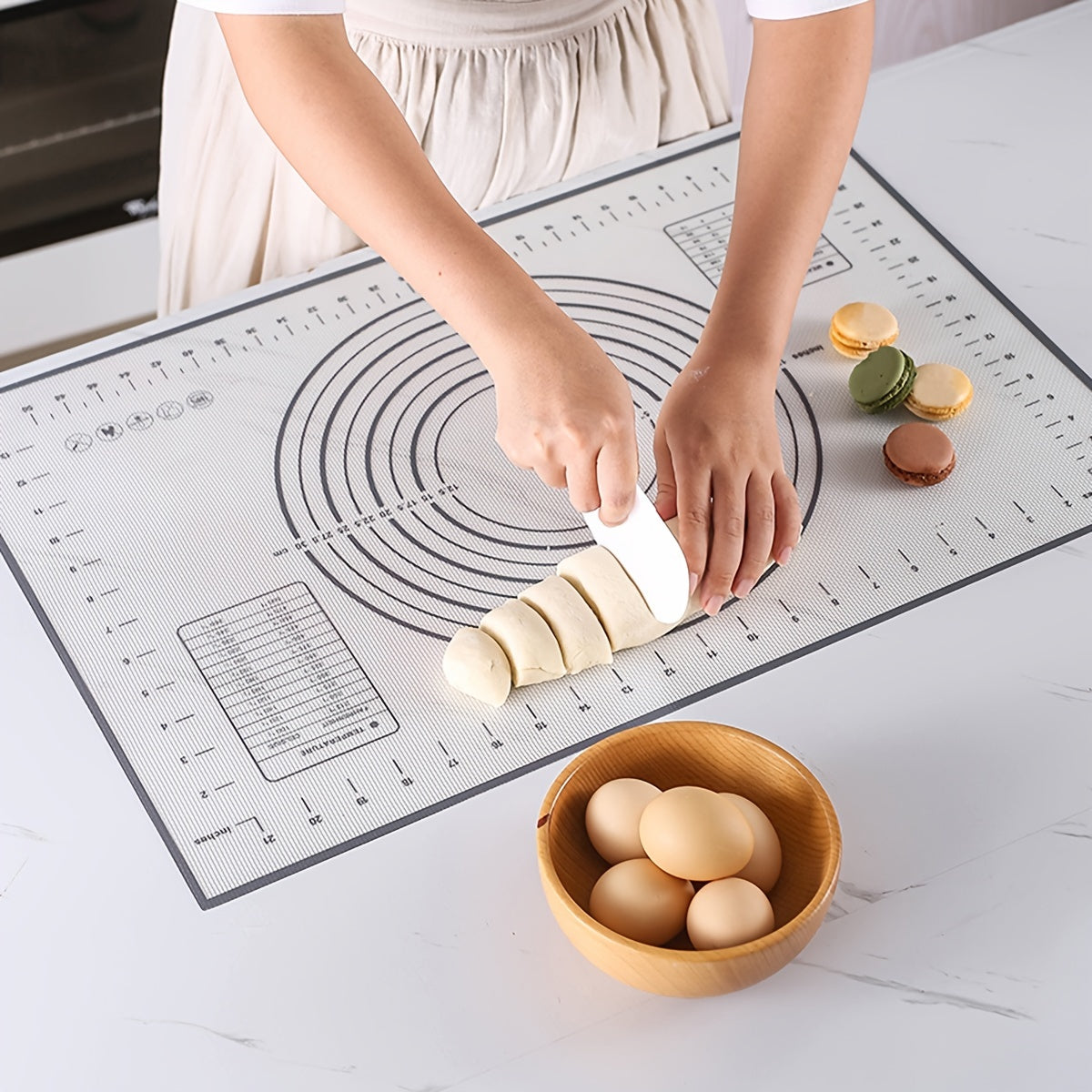 Silicone Kneading Board and Pastry Mat Set with Measurement Guide, Non-Stick Baking Mat, 40x60cm