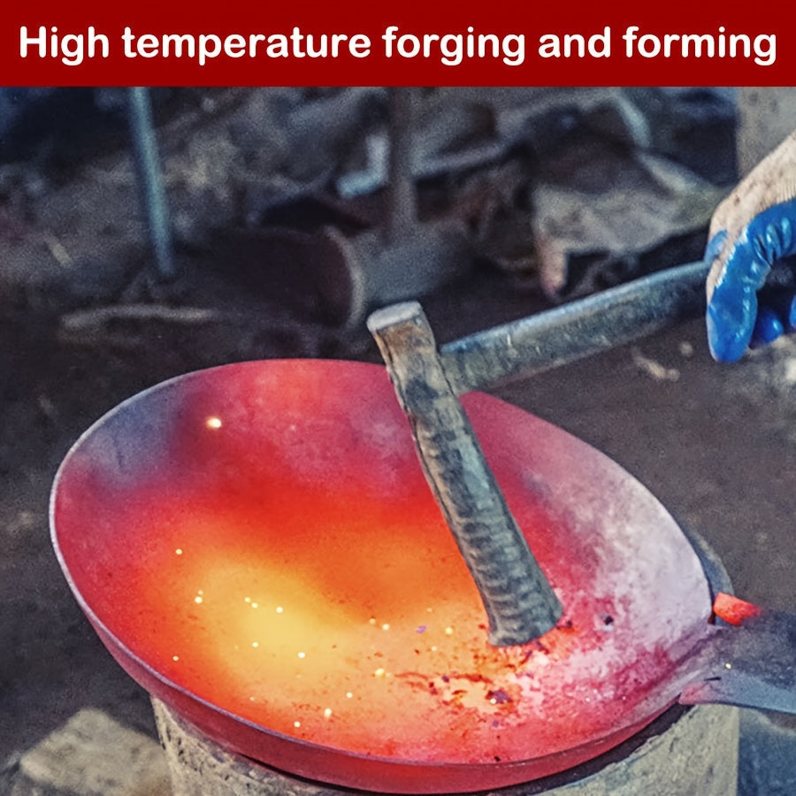 Traditional Chinese Cast Iron Wok with Wooden Handle Non-Stick Surface for Gas Stoves