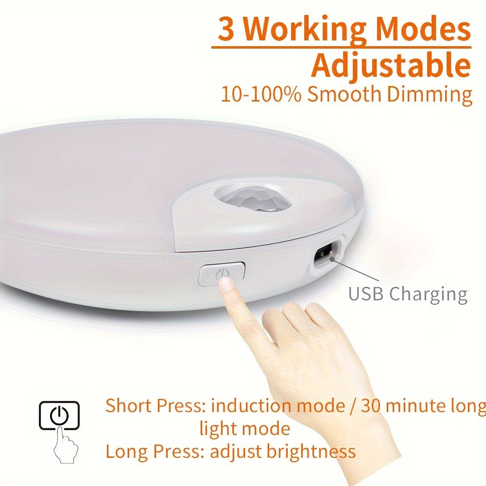 LED Night Light Motion Sensor USB Rechargeable Warm White and White Light for Bedroom Living Room Hallway Bathroom