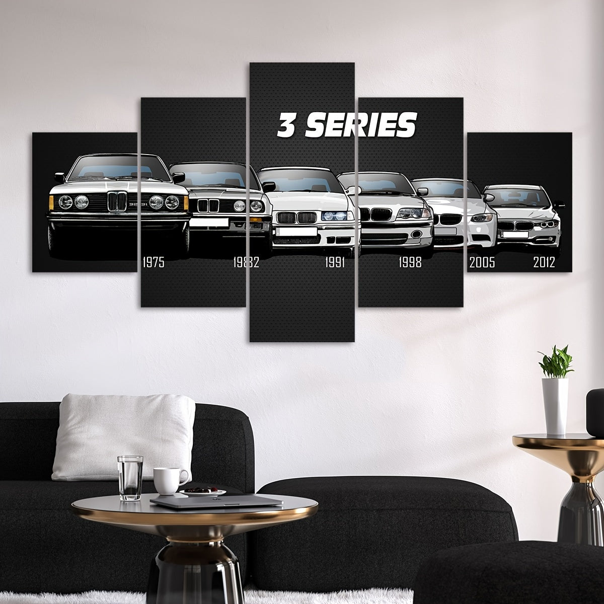 5-Piece Canvas Wall Art Set Featuring HD Racing Car Artwork for Home Decor