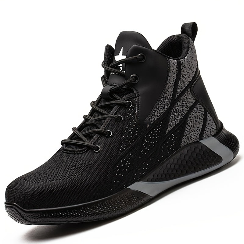 Women’s High-Top Safety Sneakers Breathable Lightweight Puncture Resistant Red Black