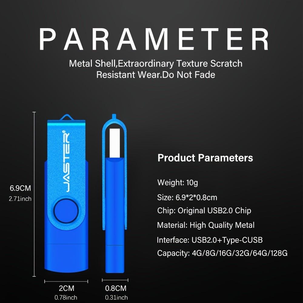 2-in-1 Type-C USB Flash Drive 16GB 32GB 64GB 128GB External Storage for Mobile Phones