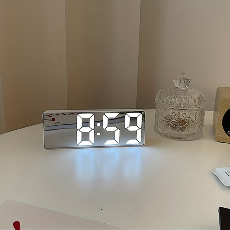 Smart LED Desk Alarm Clock with Voice Control Silent Snooze Wake Up