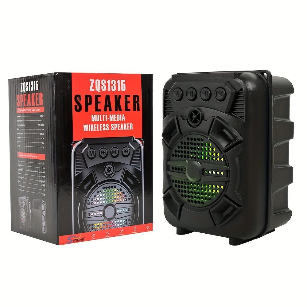 Portable Wireless Speaker with Super Bass LED Light Karaoke Phone Holder for Home Parties and Outdoor Use