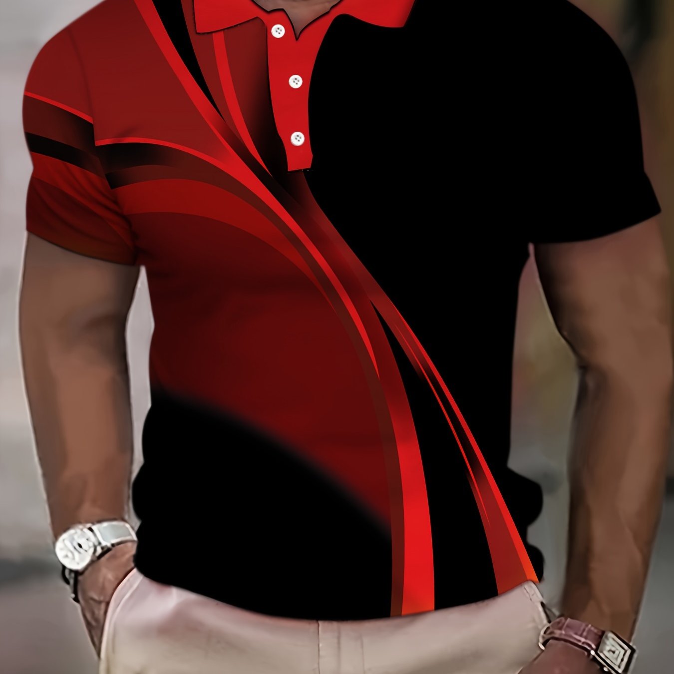 Men's Plus Size 3D Stripes Graphic Print T-Shirt Summer Casual Polyester